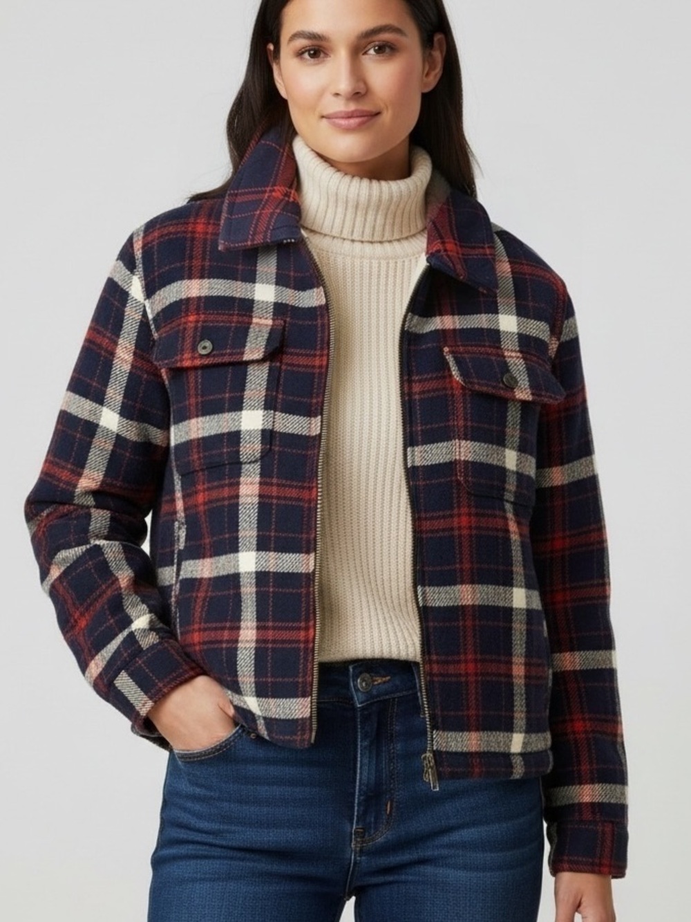 Alpine Design Sherpa Lined Plaid Jacket M
Navy Red Organic Cotton Gorpcore New